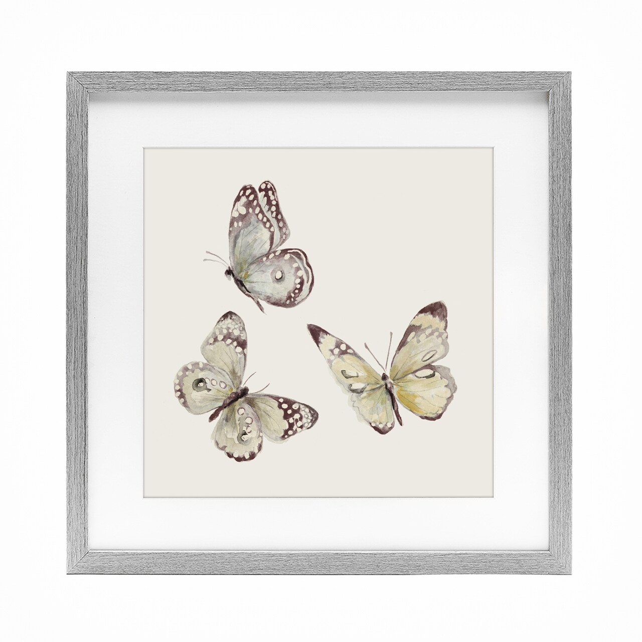 Stupell Industries Isolated Butterflies on Beige Framed Print Under Glass, design by Patricia Pinto